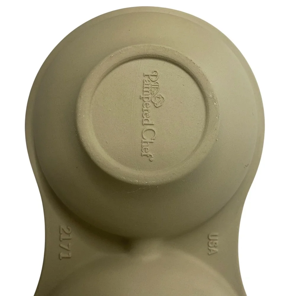 Pampered Chef Stoneware Double Microwave Egg Cooker Pan 2171 Family Heritage USA